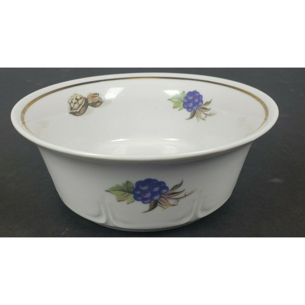 JL Menau Dessert Bowl Von Henneberg Porzellan Fruit Nuts GDR Gold Trim